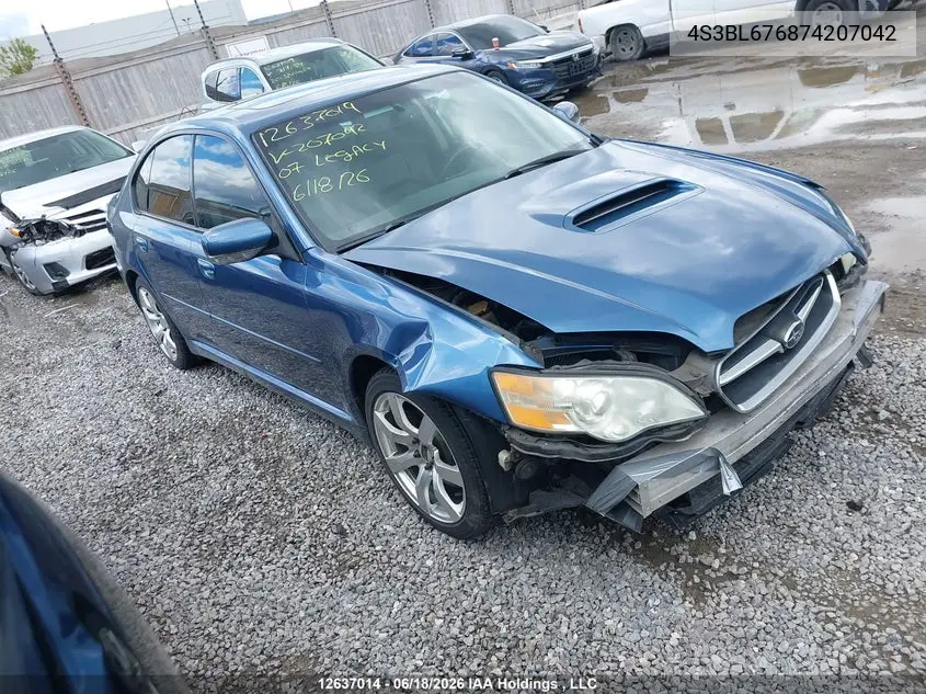 2007 Subaru Legacy 2.5 Gt VIN: 4S3BL676874207042 Lot: 12637014