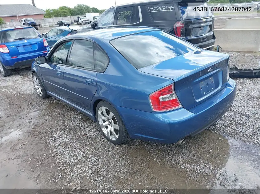 2007 Subaru Legacy 2.5 Gt VIN: 4S3BL676874207042 Lot: 12637014