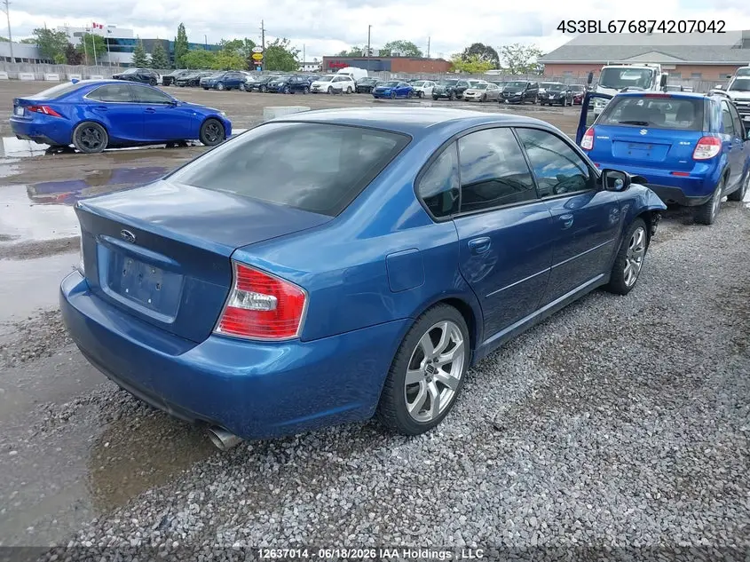2007 Subaru Legacy 2.5 Gt VIN: 4S3BL676874207042 Lot: 12637014