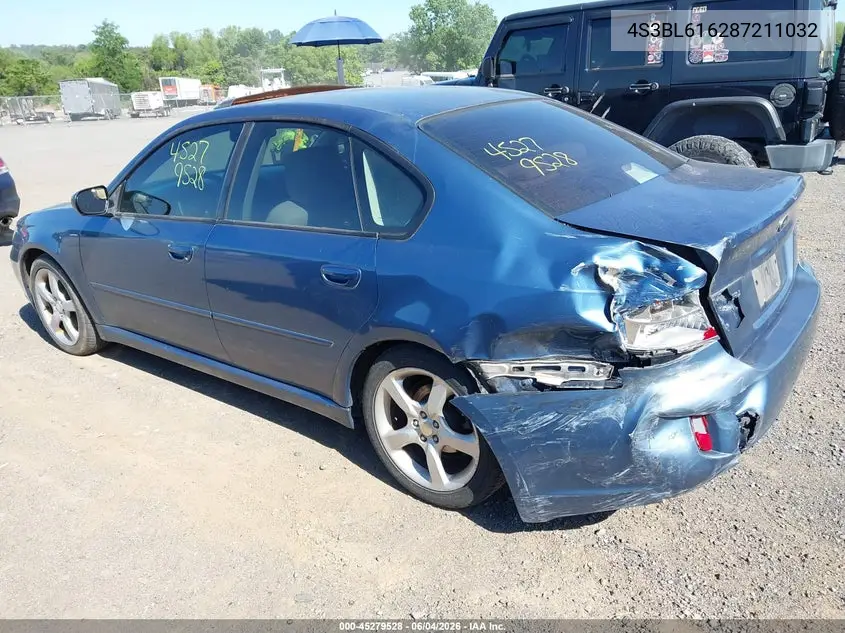 2008 Subaru Legacy 2.5I VIN: 4S3BL616287211032 Lot: 45279528