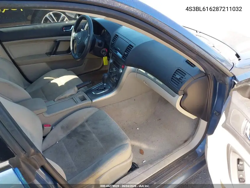 2008 Subaru Legacy 2.5I VIN: 4S3BL616287211032 Lot: 45279528