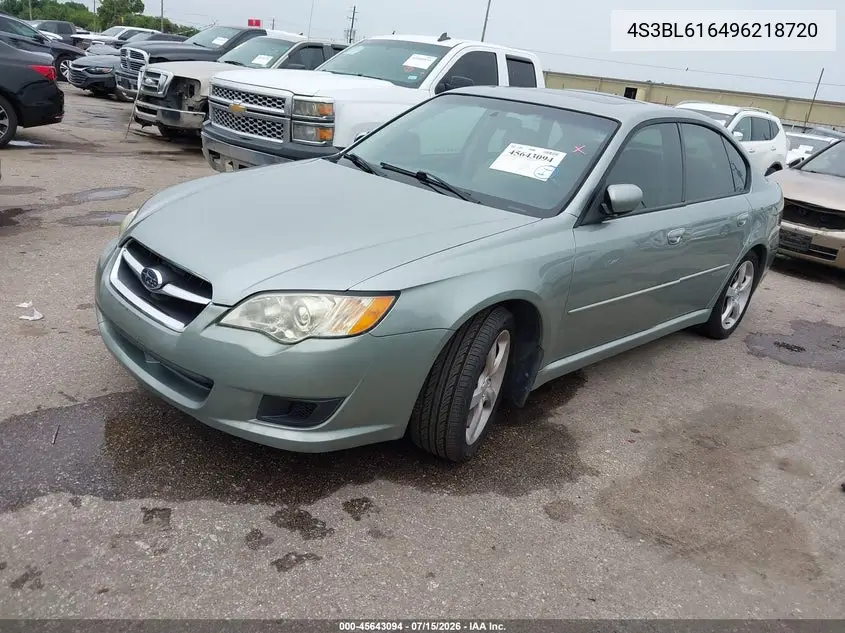 2009 Subaru Legacy 2.5I VIN: 4S3BL616496218720 Lot: 45643094