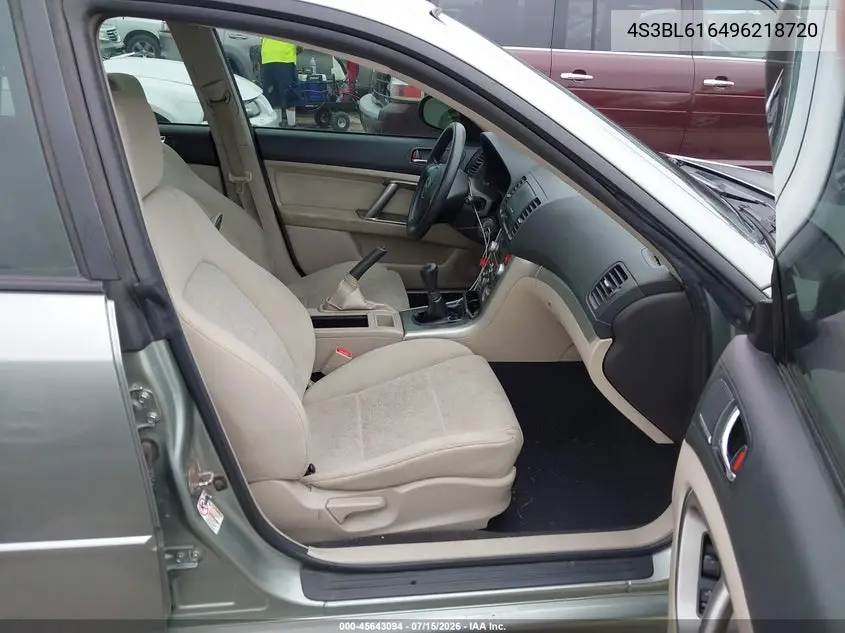 2009 Subaru Legacy 2.5I VIN: 4S3BL616496218720 Lot: 45643094