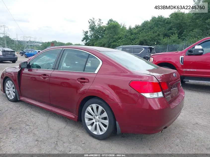 2010 Subaru Legacy 3.6R Limited VIN: 4S3BMDK63A2245760 Lot: 45628012