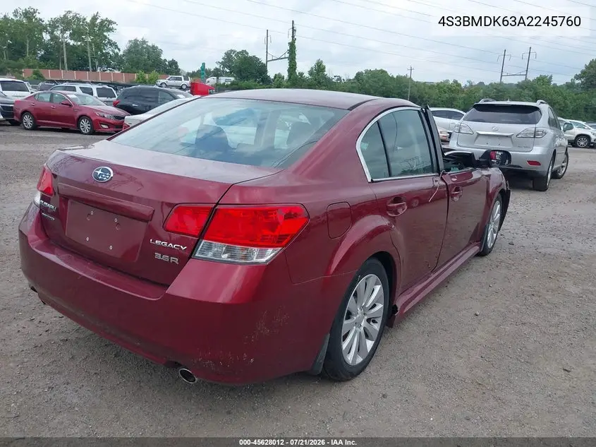 2010 Subaru Legacy 3.6R Limited VIN: 4S3BMDK63A2245760 Lot: 45628012