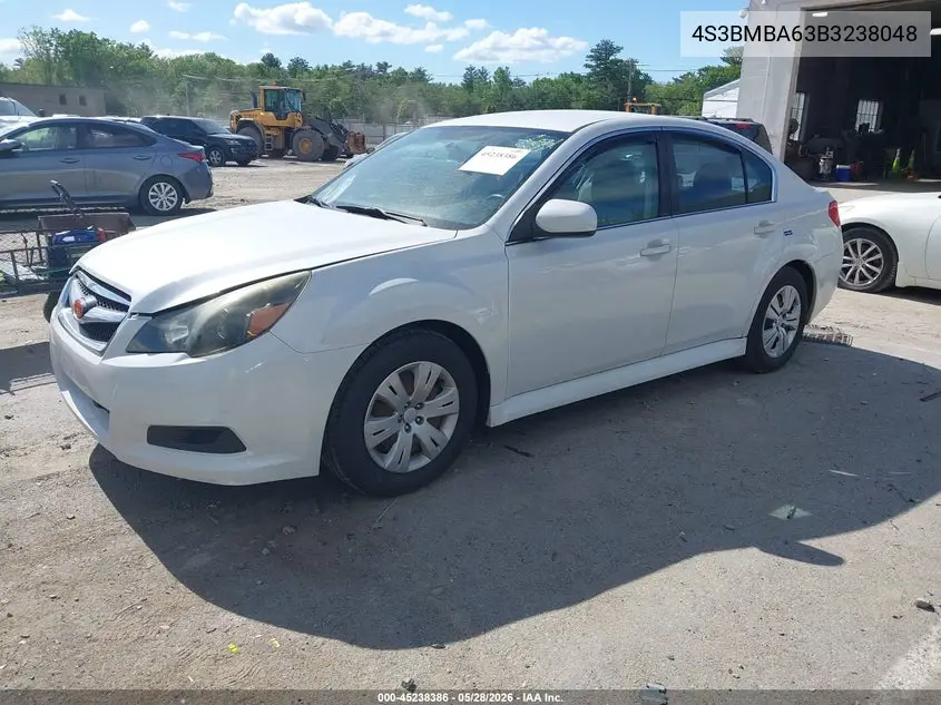 2011 Subaru Legacy 2.5I VIN: 4S3BMBA63B3238048 Lot: 45238386