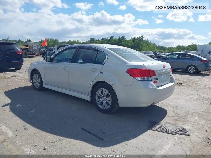 2011 Subaru Legacy 2.5I VIN: 4S3BMBA63B3238048 Lot: 45238386