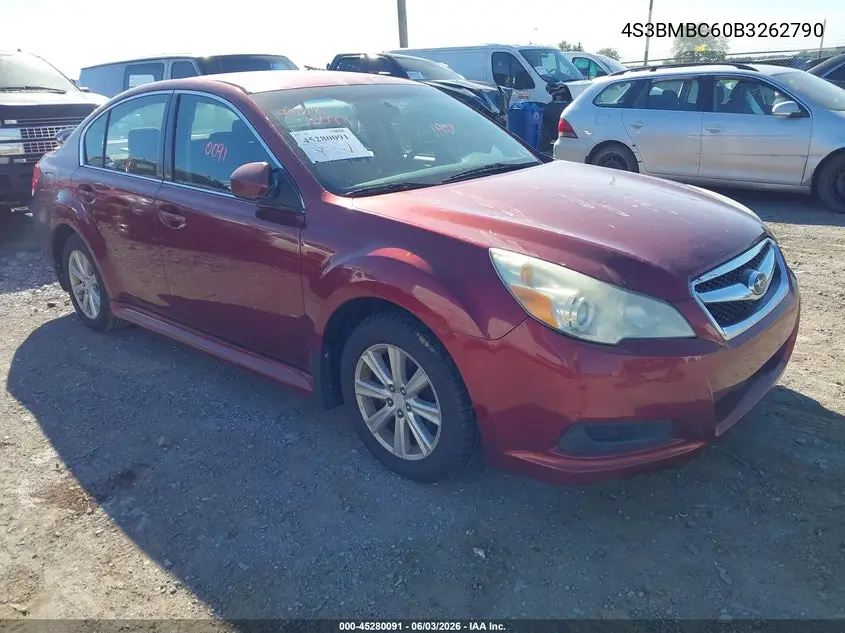 2011 Subaru Legacy 2.5I Premium VIN: 4S3BMBC60B3262790 Lot: 45280091