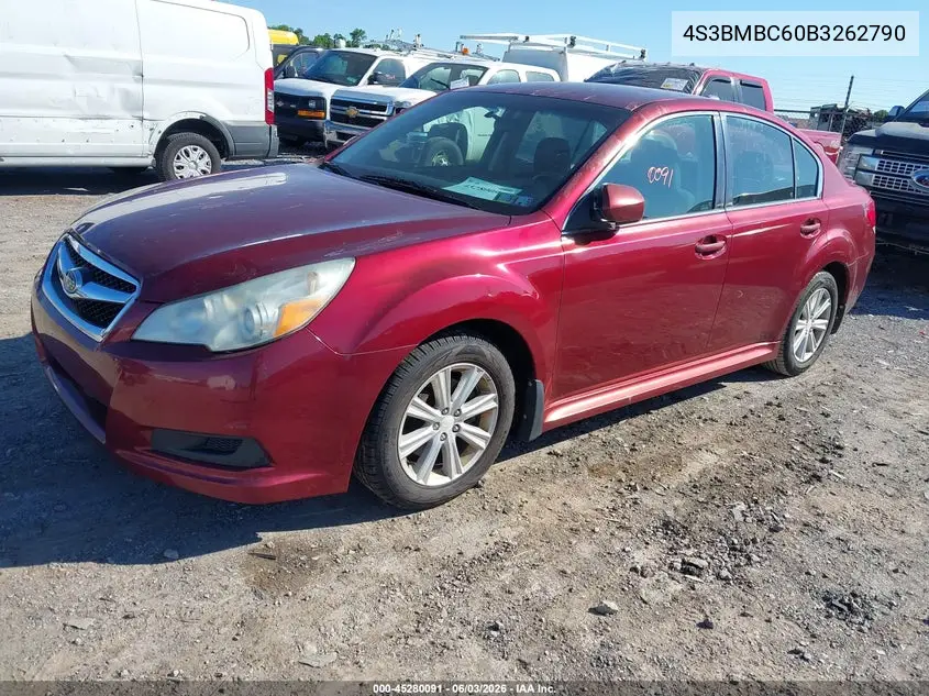 2011 Subaru Legacy 2.5I Premium VIN: 4S3BMBC60B3262790 Lot: 45280091