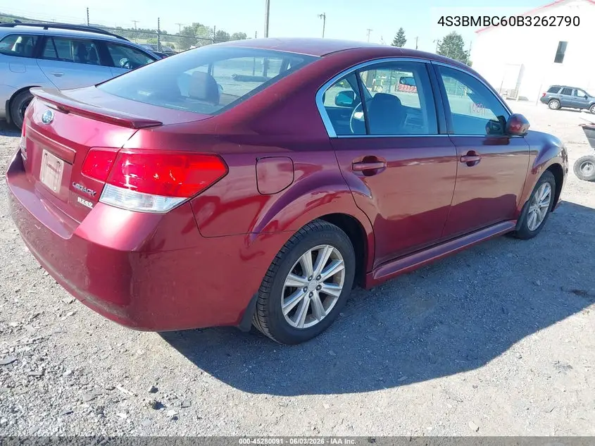 2011 Subaru Legacy 2.5I Premium VIN: 4S3BMBC60B3262790 Lot: 45280091