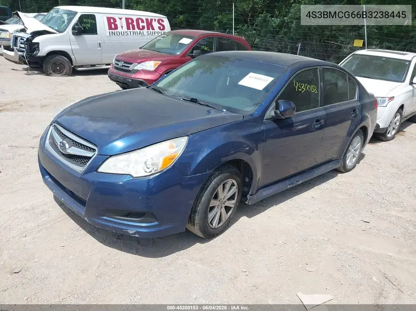 2011 Subaru Legacy 2.5I Premium VIN: 4S3BMCG66B3238445 Lot: 45300153
