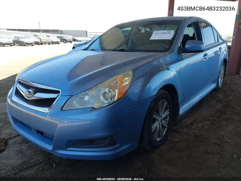 2011 Subaru Legacy 2.5I Premium VIN: 4S3BMCB64B3232036 Lot: 45326030