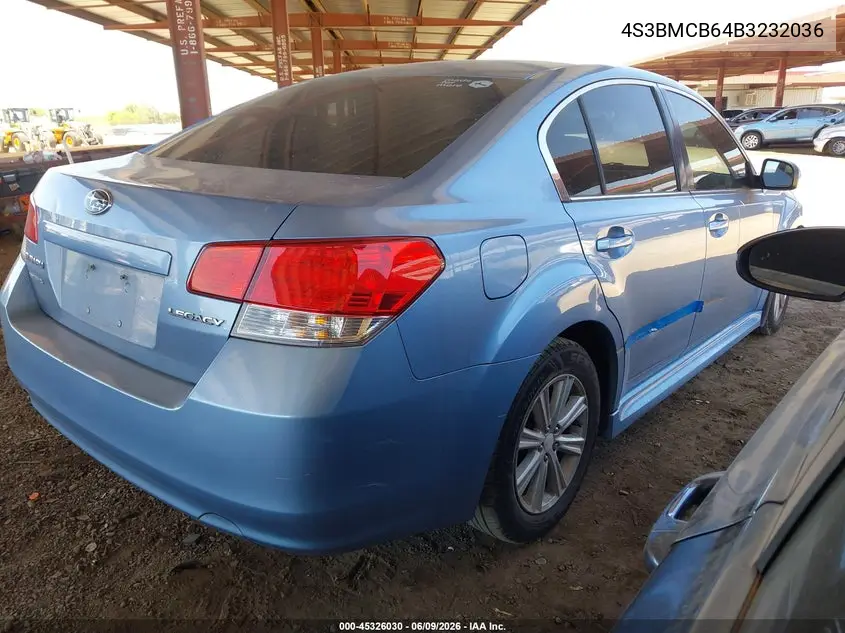 2011 Subaru Legacy 2.5I Premium VIN: 4S3BMCB64B3232036 Lot: 45326030