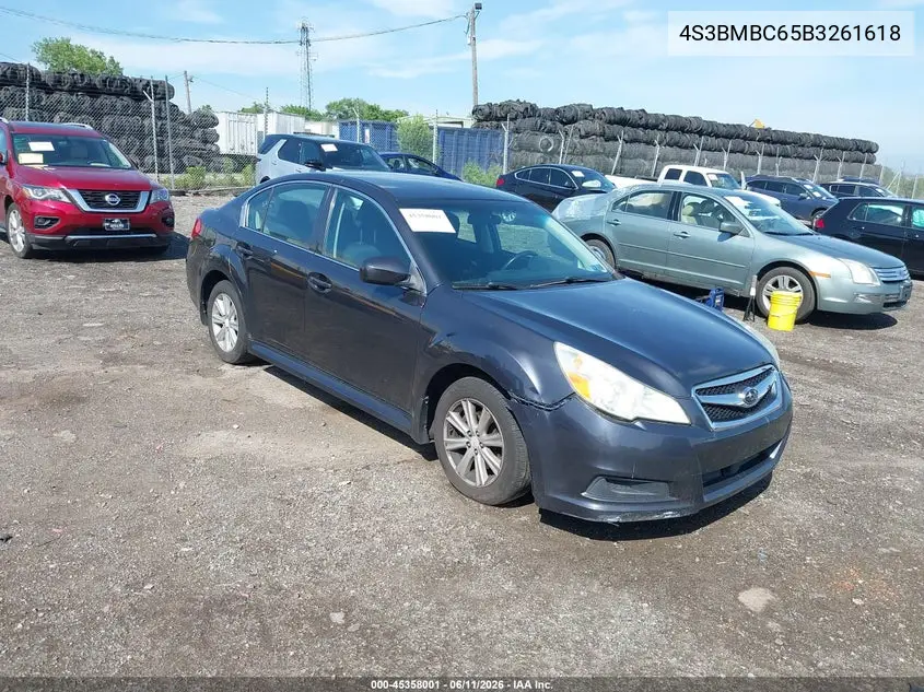 2011 Subaru Legacy 2.5I Premium VIN: 4S3BMBC65B3261618 Lot: 45358001