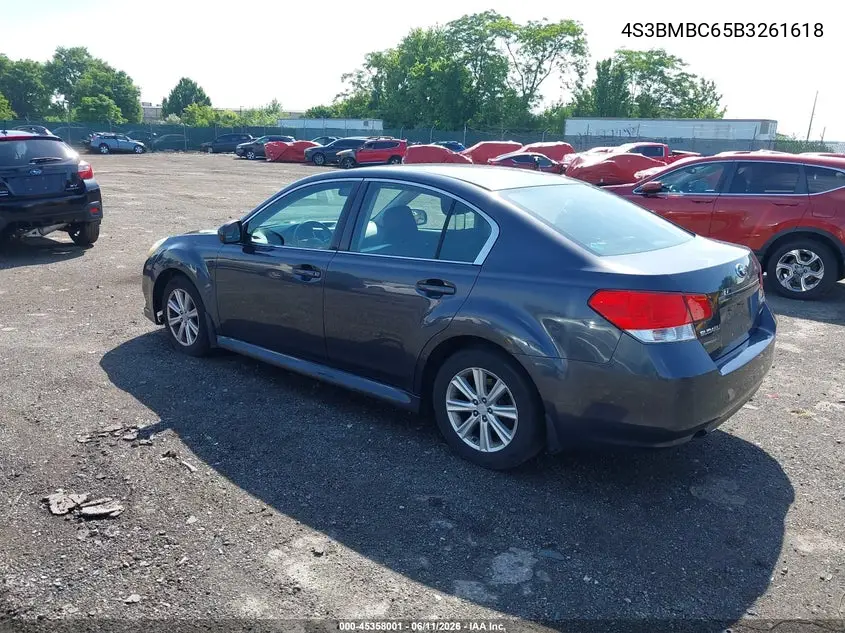 2011 Subaru Legacy 2.5I Premium VIN: 4S3BMBC65B3261618 Lot: 45358001