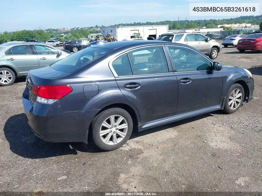 2011 Subaru Legacy 2.5I Premium VIN: 4S3BMBC65B3261618 Lot: 45358001