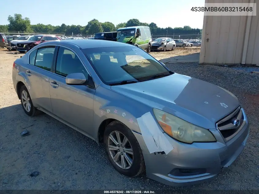 2011 Subaru Legacy 2.5I Premium VIN: 4S3BMBB60B3215468 Lot: 45376242
