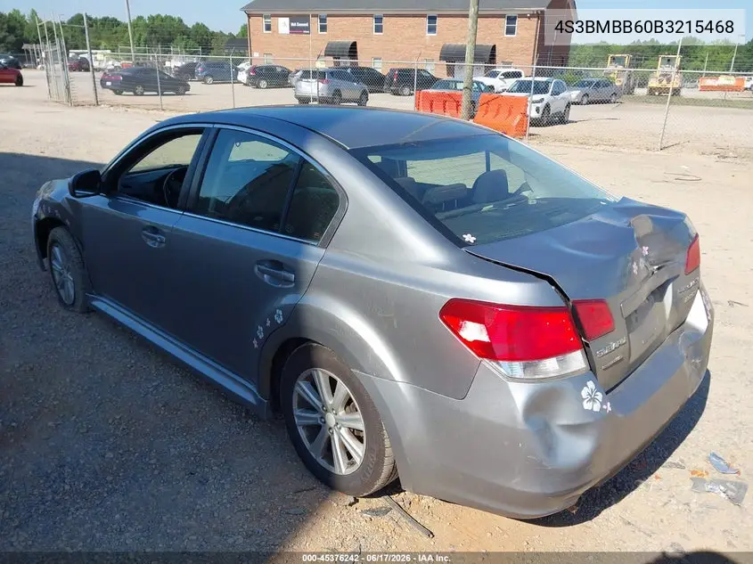 2011 Subaru Legacy 2.5I Premium VIN: 4S3BMBB60B3215468 Lot: 45376242