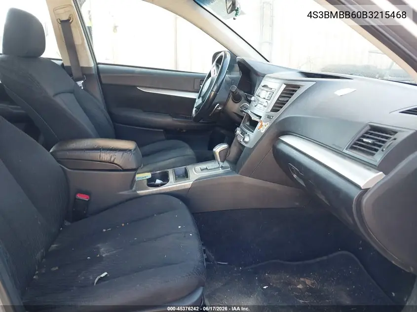 2011 Subaru Legacy 2.5I Premium VIN: 4S3BMBB60B3215468 Lot: 45376242