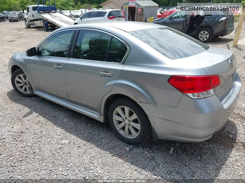 2011 Subaru Legacy 2.5I Premium VIN: 4S3BMBC68B3265100 Lot: 45381817