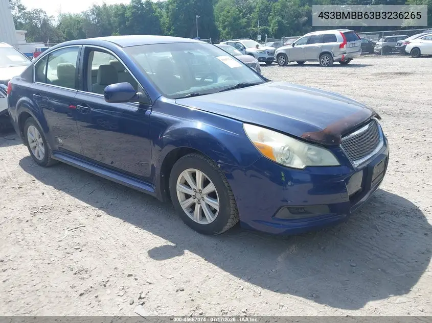 2011 Subaru Legacy 2.5I Premium VIN: 4S3BMBB63B3236265 Lot: 45667074