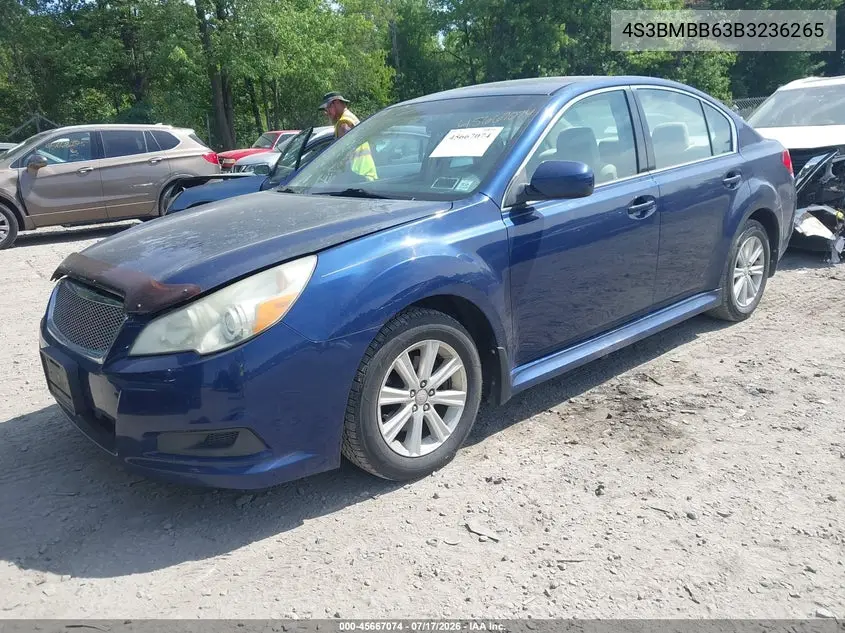 2011 Subaru Legacy 2.5I Premium VIN: 4S3BMBB63B3236265 Lot: 45667074
