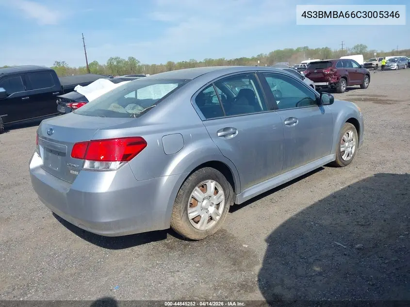 2012 Subaru Legacy 2.5I VIN: 4S3BMBA66C3005346 Lot: 44845252