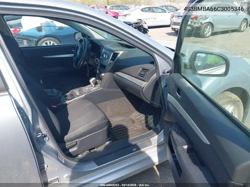 2012 Subaru Legacy 2.5I VIN: 4S3BMBA66C3005346 Lot: 44845252