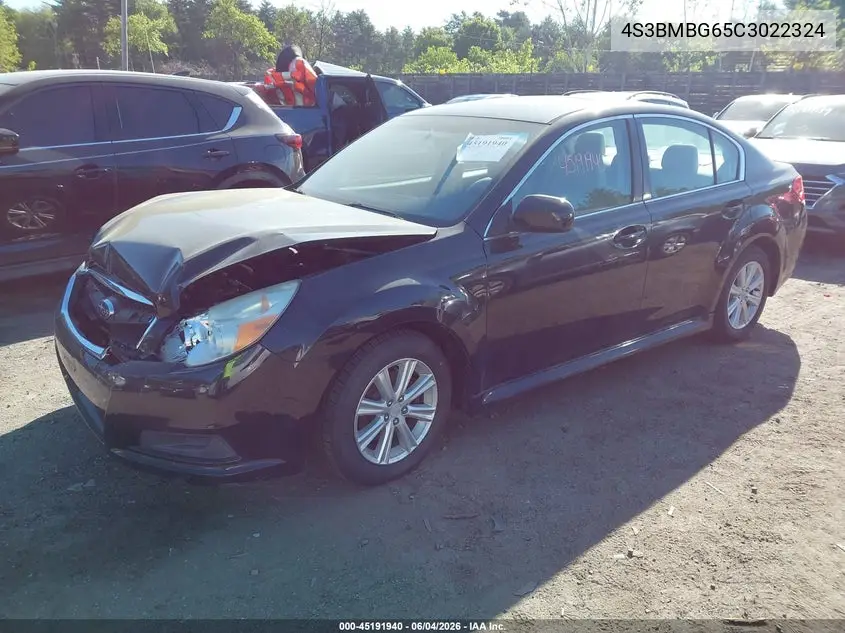 2012 Subaru Legacy 2.5I Premium VIN: 4S3BMBG65C3022324 Lot: 45191940