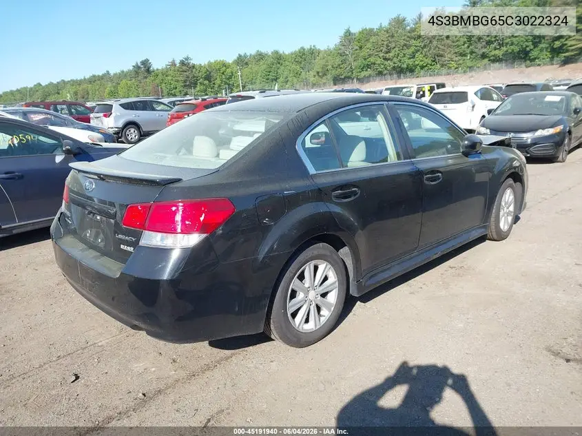 2012 Subaru Legacy 2.5I Premium VIN: 4S3BMBG65C3022324 Lot: 45191940