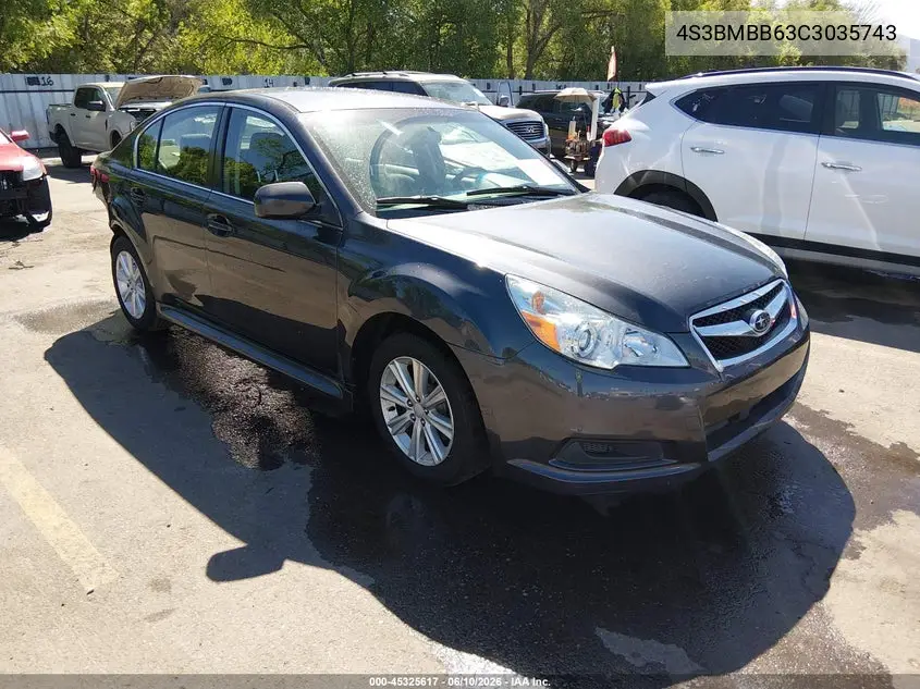 2012 Subaru Legacy 2.5I Premium VIN: 4S3BMBB63C3035743 Lot: 45325617