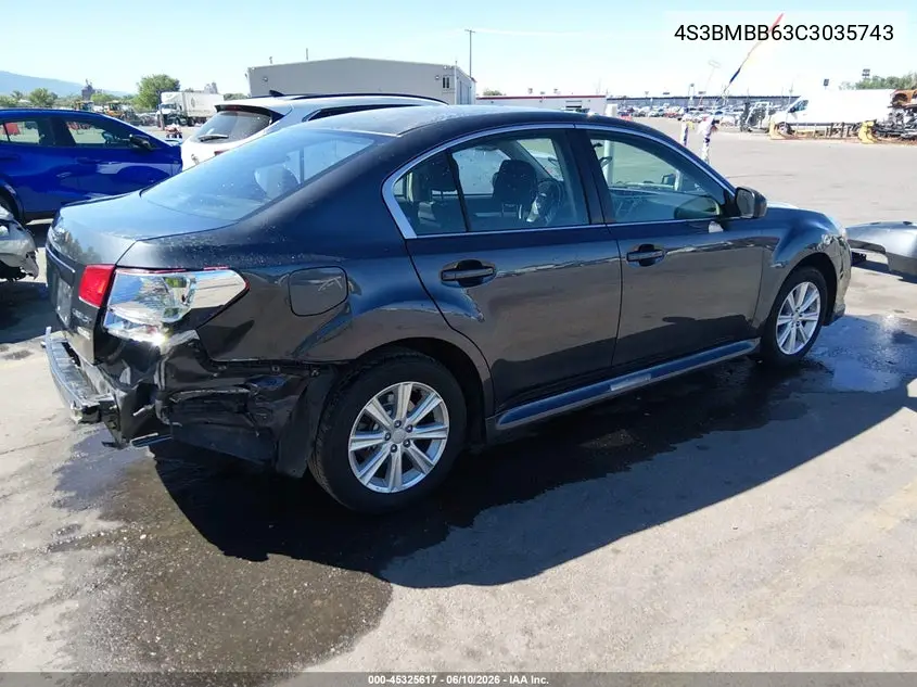 2012 Subaru Legacy 2.5I Premium VIN: 4S3BMBB63C3035743 Lot: 45325617