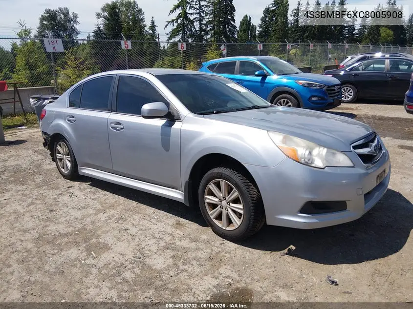 2012 Subaru Legacy 2.5I Premium VIN: 4S3BMBF6XC3005908 Lot: 45333732