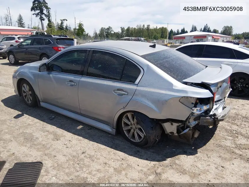 2012 Subaru Legacy 2.5I Premium VIN: 4S3BMBF6XC3005908 Lot: 45333732