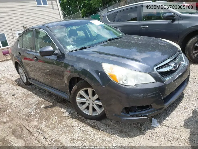 2012 Subaru Legacy 2.5I Premium VIN: 4S3BMBC67C3005188 Lot: 45355826