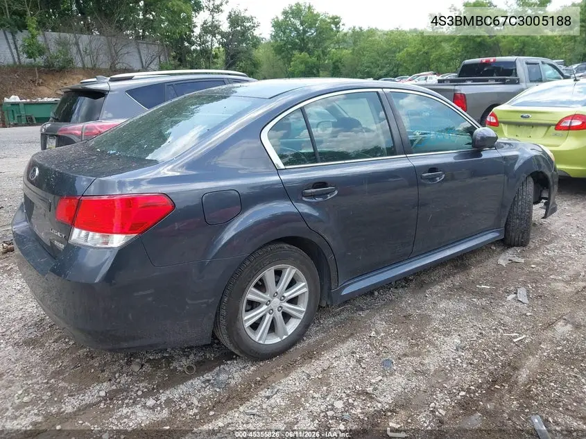 2012 Subaru Legacy 2.5I Premium VIN: 4S3BMBC67C3005188 Lot: 45355826