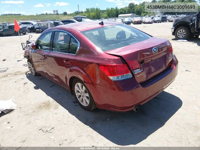 2012 Subaru Legacy 2.5I Premium VIN: 4S3BMBH66C3009693 Lot: 45381427