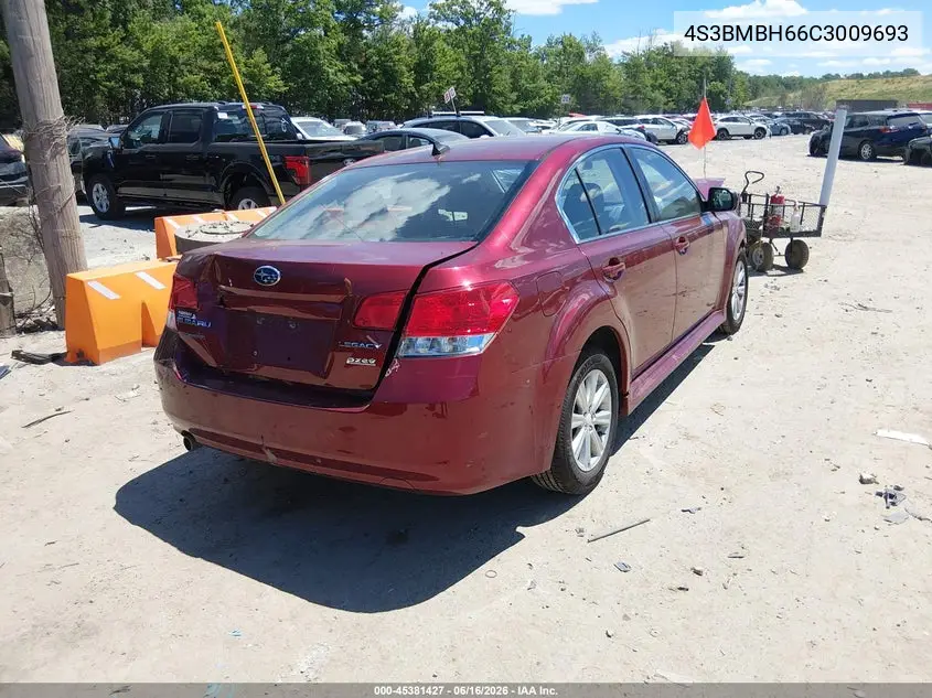 2012 Subaru Legacy 2.5I Premium VIN: 4S3BMBH66C3009693 Lot: 45381427
