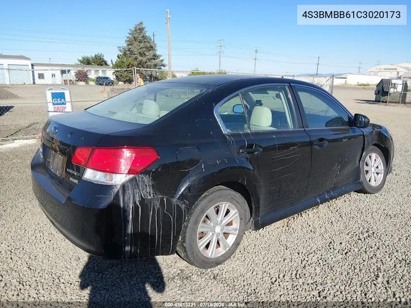 2012 Subaru Legacy 2.5I Premium VIN: 4S3BMBB61C3020173 Lot: 45613321