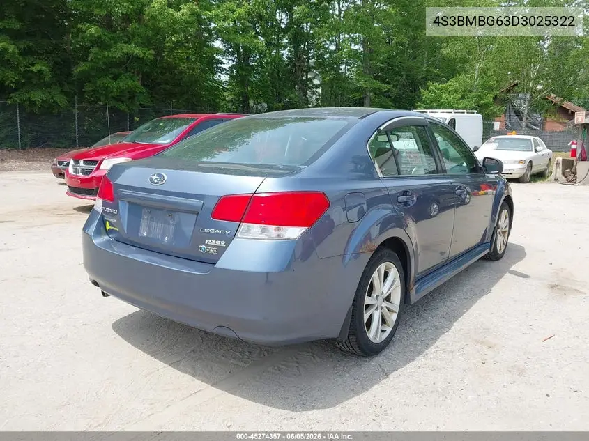 2013 Subaru Legacy 2.5I Premium VIN: 4S3BMBG63D3025322 Lot: 45274357