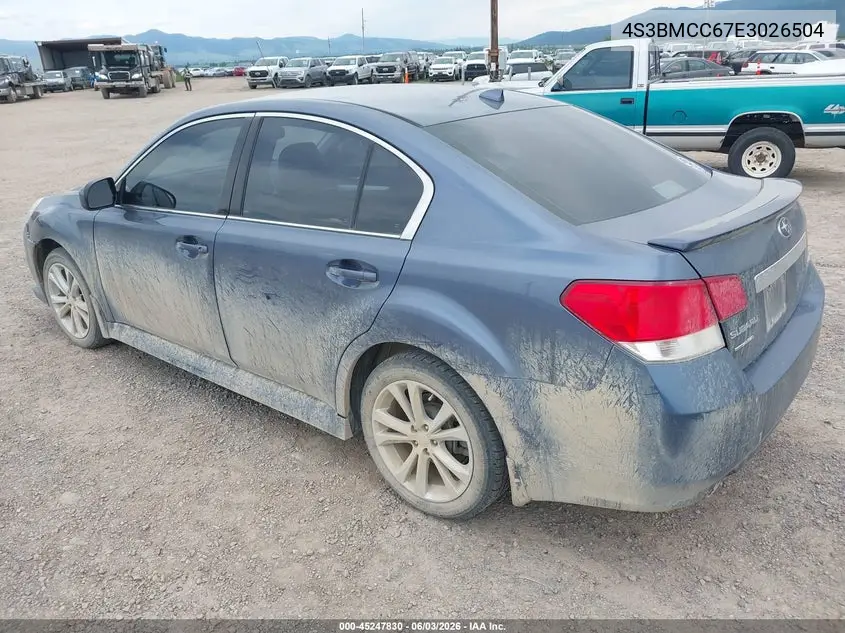 2014 Subaru Legacy 2.5I Premium VIN: 4S3BMCC67E3026504 Lot: 45247830