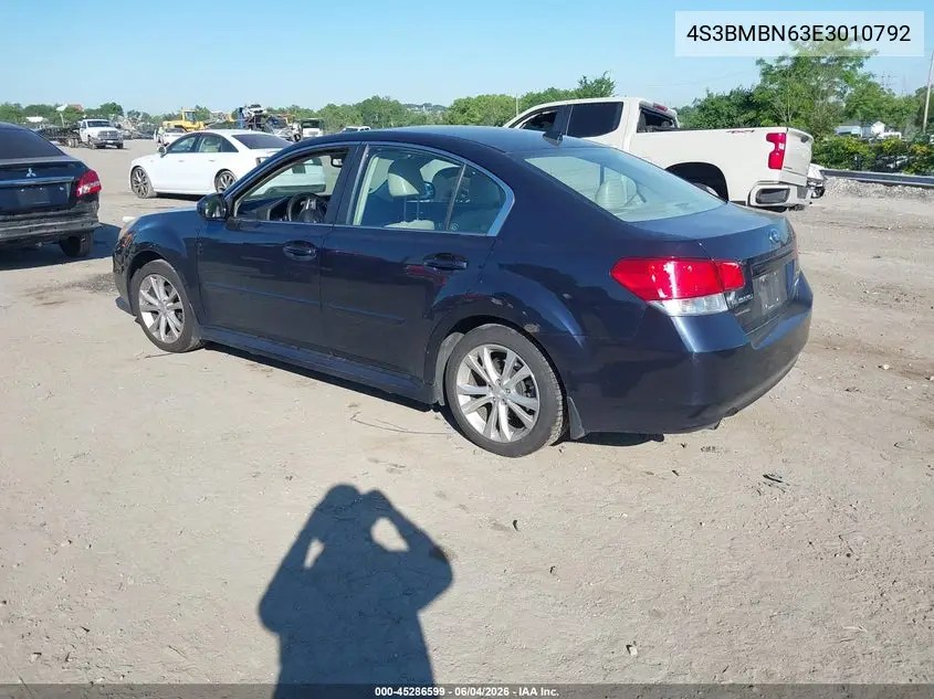 2014 Subaru Legacy 2.5I Limited VIN: 4S3BMBN63E3010792 Lot: 45286599