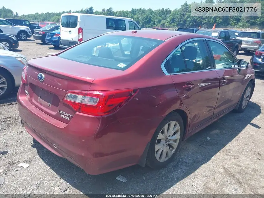 2015 Subaru Legacy 2.5I Premium VIN: 4S3BNAC60F3021776 Lot: 45538633