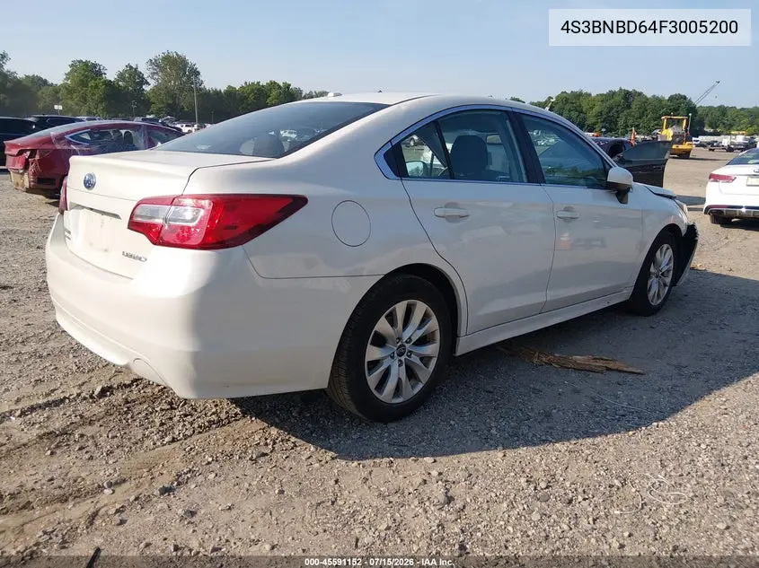 2015 Subaru Legacy 2.5I Premium VIN: 4S3BNBD64F3005200 Lot: 45591152