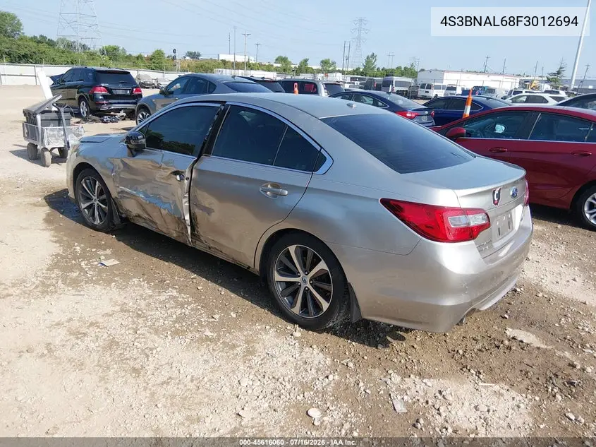 2015 Subaru Legacy 2.5I Limited VIN: 4S3BNAL68F3012694 Lot: 45616060