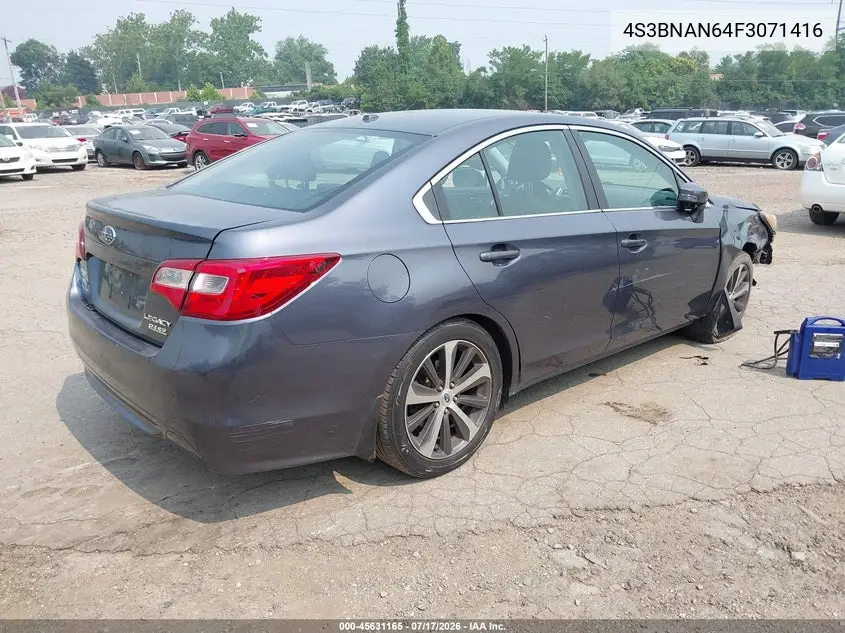 2015 Subaru Legacy 2.5I Limited VIN: 4S3BNAN64F3071416 Lot: 45631165