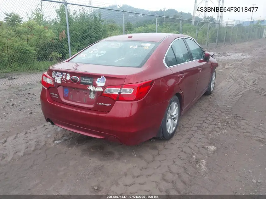 2015 Subaru Legacy 2.5I Premium VIN: 4S3BNBE64F3018477 Lot: 45671347
