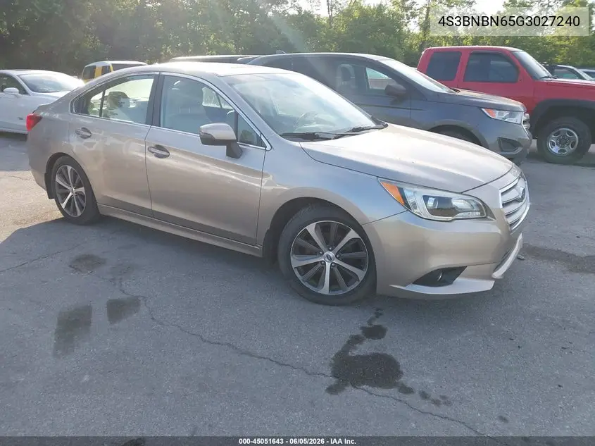 2016 Subaru Legacy 2.5I Limited VIN: 4S3BNBN65G3027240 Lot: 45051643