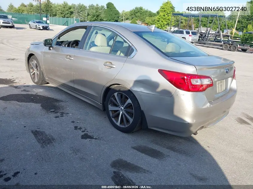 2016 Subaru Legacy 2.5I Limited VIN: 4S3BNBN65G3027240 Lot: 45051643