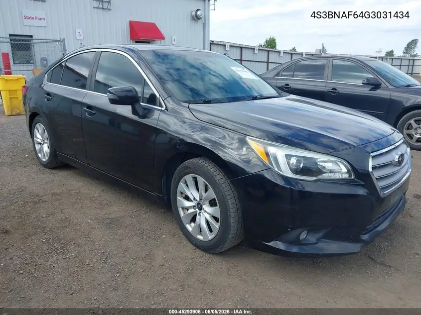 2016 Subaru Legacy 2.5I Premium VIN: 4S3BNAF64G3031434 Lot: 45293906